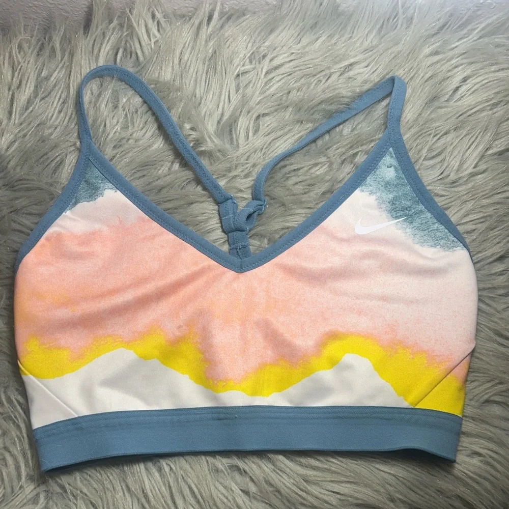 Nike Dri-FIT INDY ARTIST FEMME Blue and White Sport Bra Size Medium - Picture 4 of 6